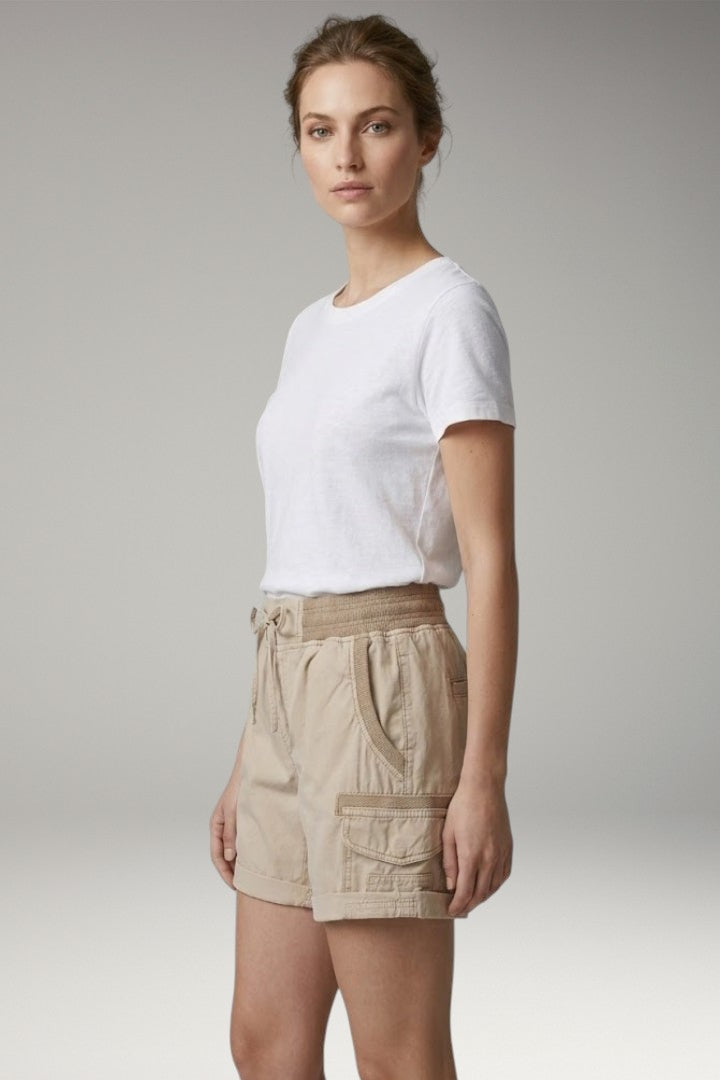 Women's Cargo Shorts with Drawstring Waistband and Side Pockets