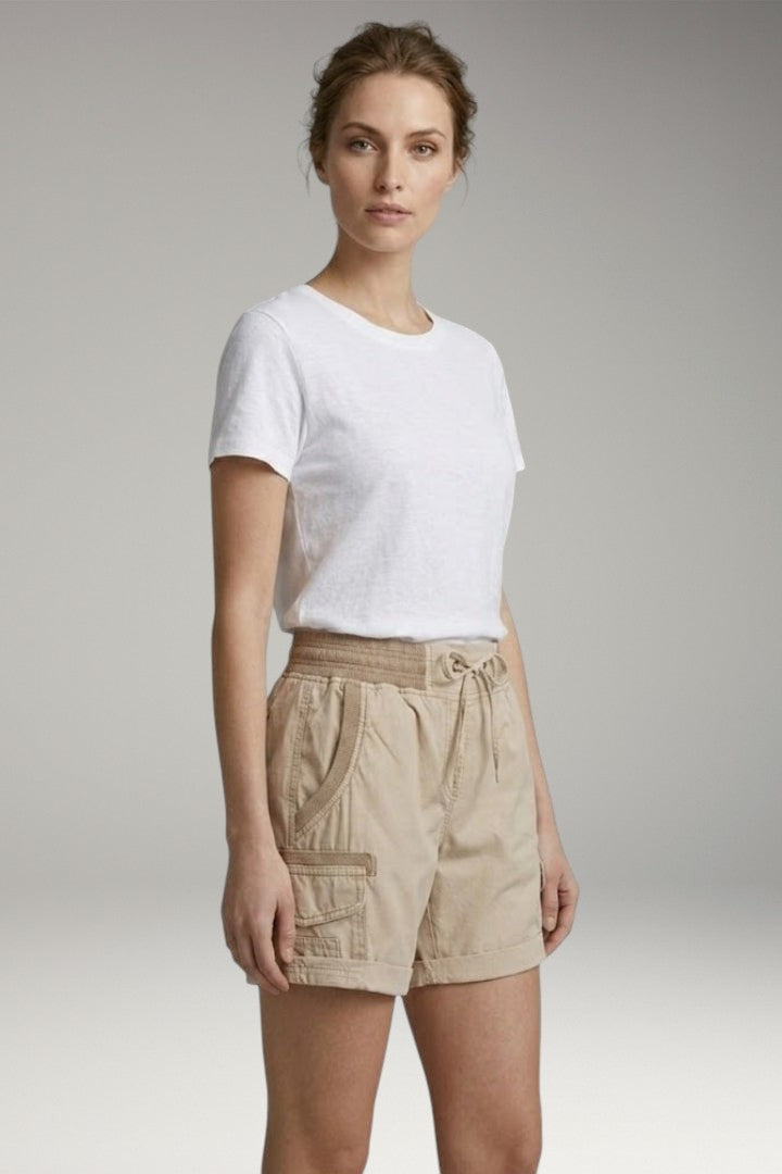 Women's Cargo Shorts with Drawstring Waistband and Side Pockets