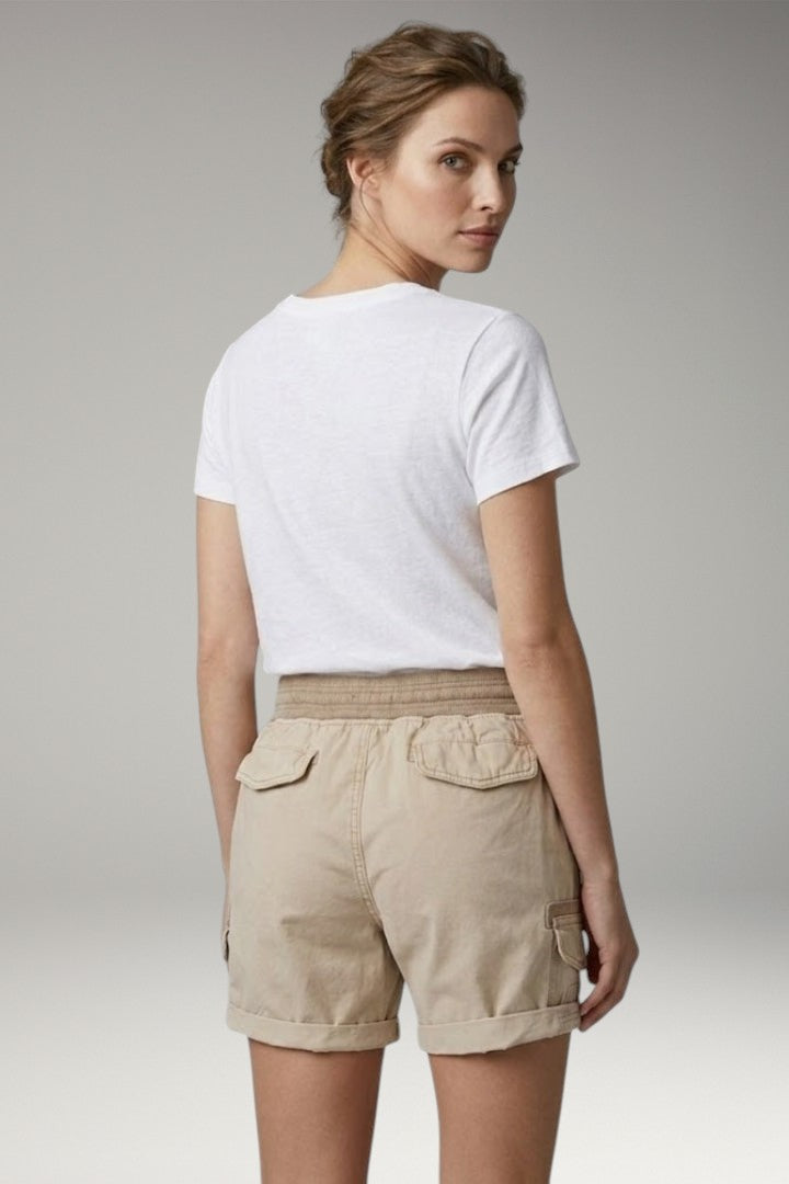Women's Cargo Shorts with Drawstring Waistband and Side Pockets