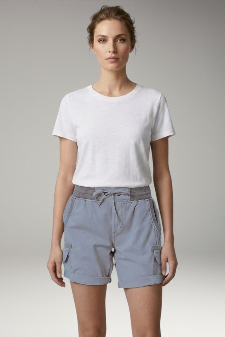Women's Cargo Shorts with Drawstring Waistband and Side Pockets