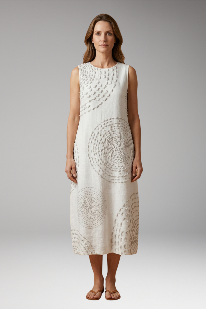 Women's Casual Midi Dress with Sleeveless Design and Pockets