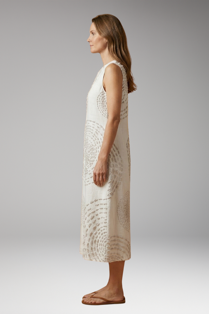 Women's Casual Midi Dress with Sleeveless Design and Pockets