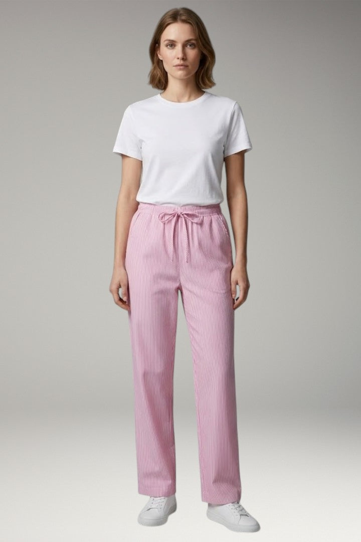 Women's Casual Pants with Wide-Leg Style and Striped Pattern
