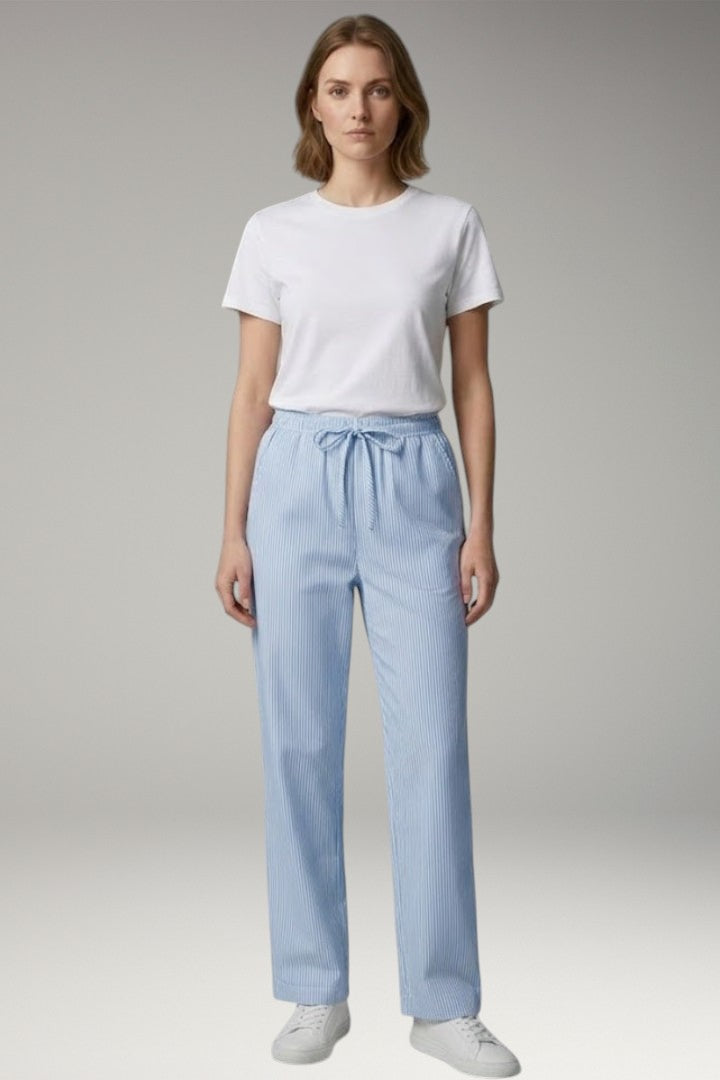 Women's Casual Pants with Wide-Leg Style and Striped Pattern