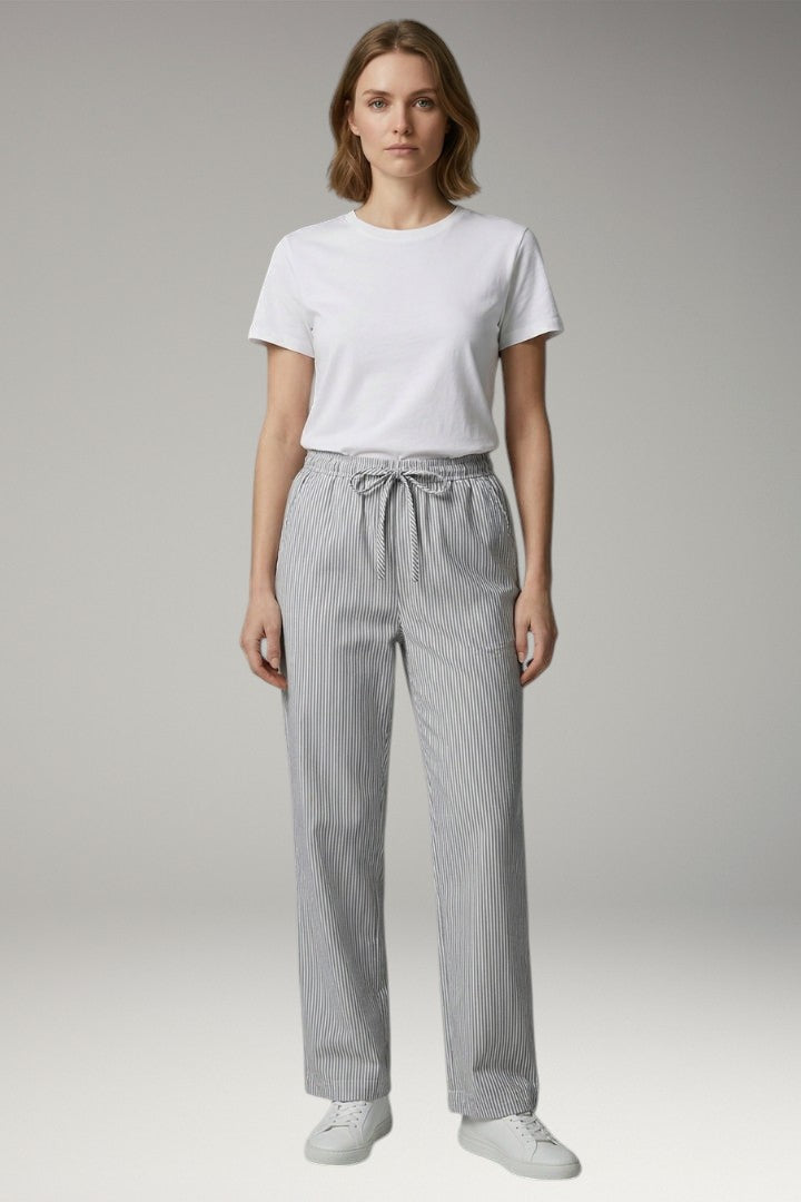 Women's Casual Pants with Wide-Leg Style and Striped Pattern