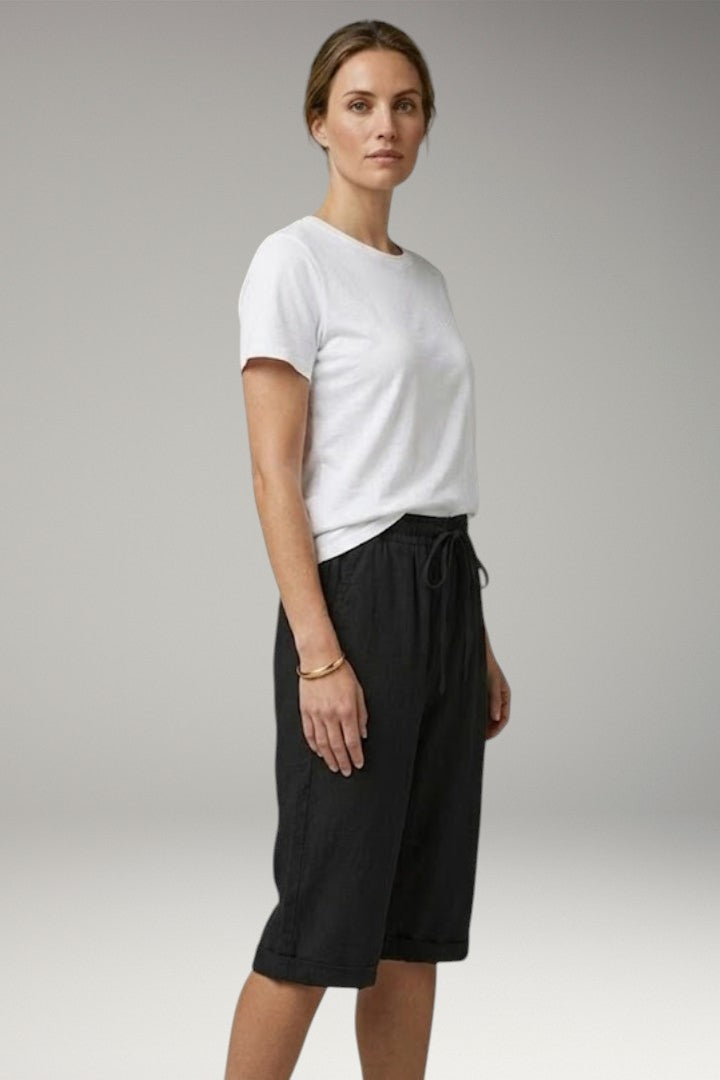 Women's Casual Shorts with Drawstring Waistband and Rolled-up Hem