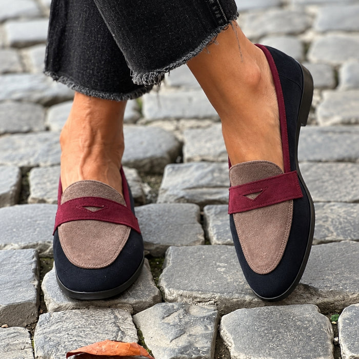 Women's Colorblock Loafers Slip-On Flat Shoes