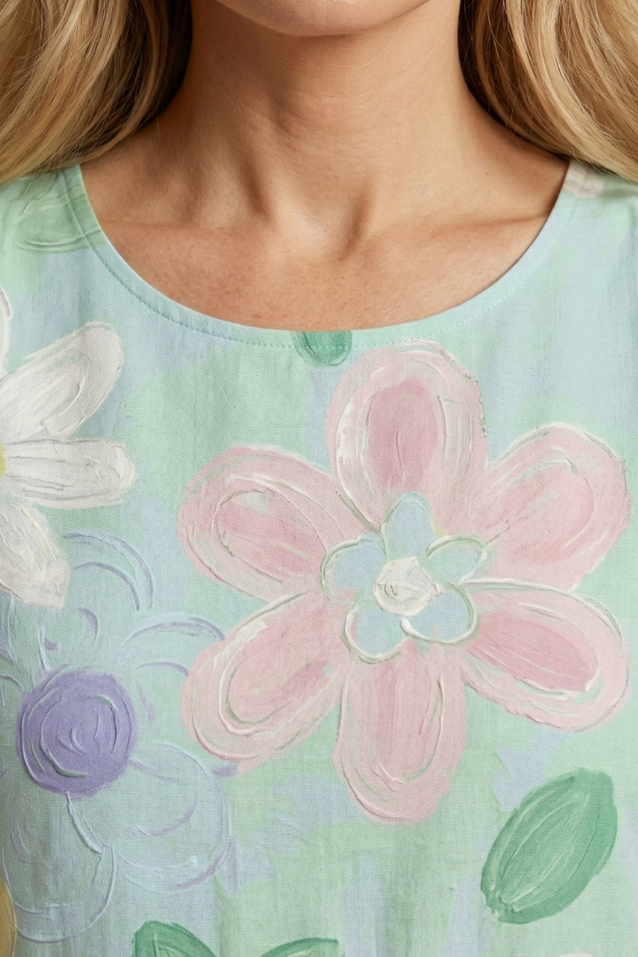 Women's Colorful Art Maxi Dress with Floral Print and Relaxed Fit