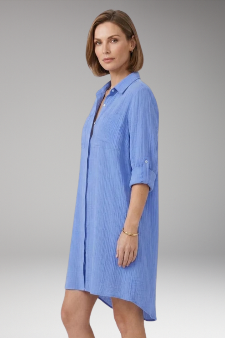 Women's Cover'Up Beach Dress with Button Front and Side Slits