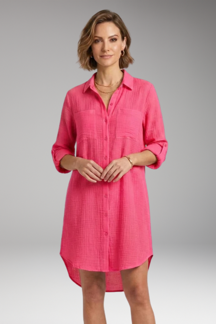 Women's Cover'Up Beach Dress with Button Front and Side Slits