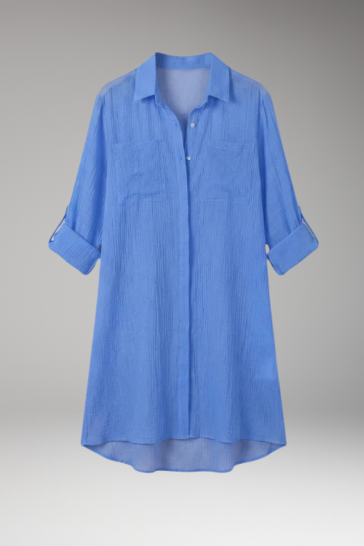 Women's Cover'Up Beach Dress with Button Front and Side Slits