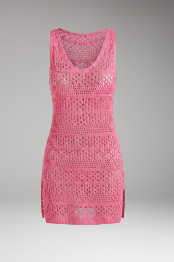 Women's Crochet Beach Sarong Dress with Scoop Neck