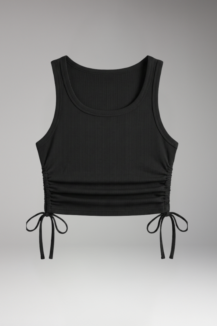 Women's Crop Top with Drawstring and Ribbed Surface