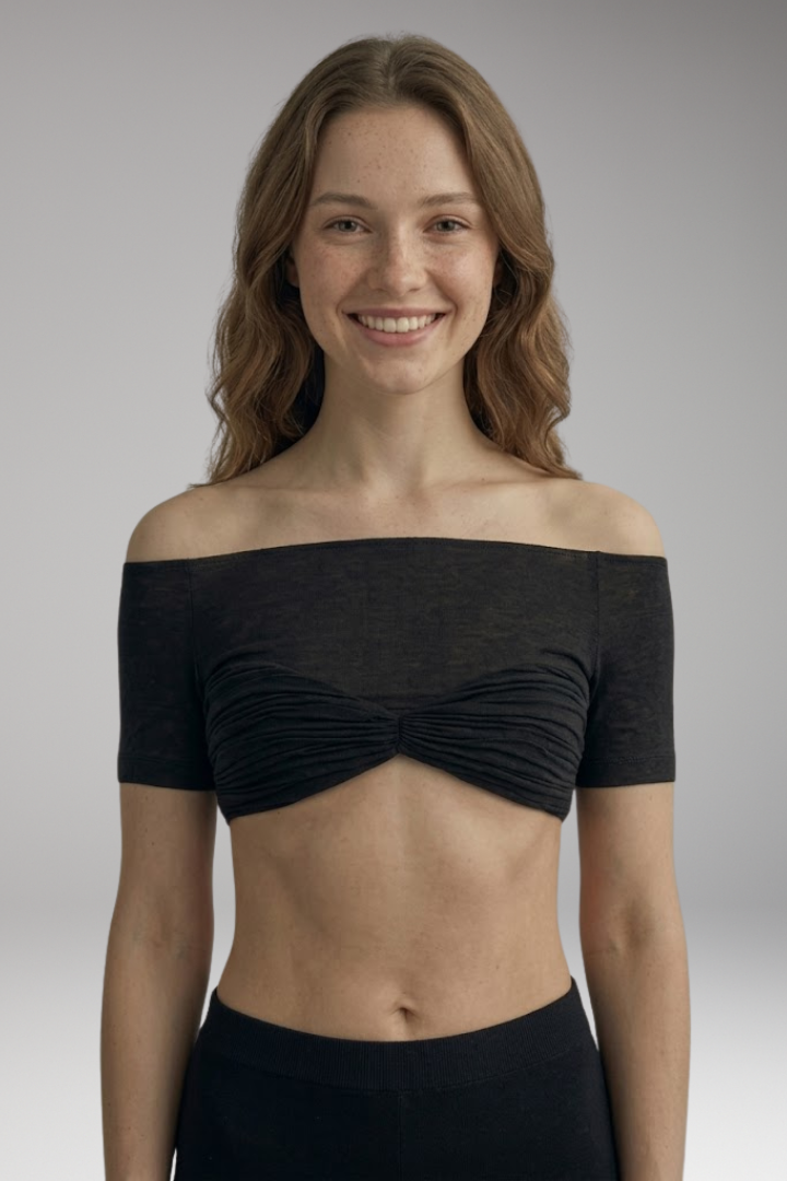 Women's Crop Top with Off Shoulder Neckline