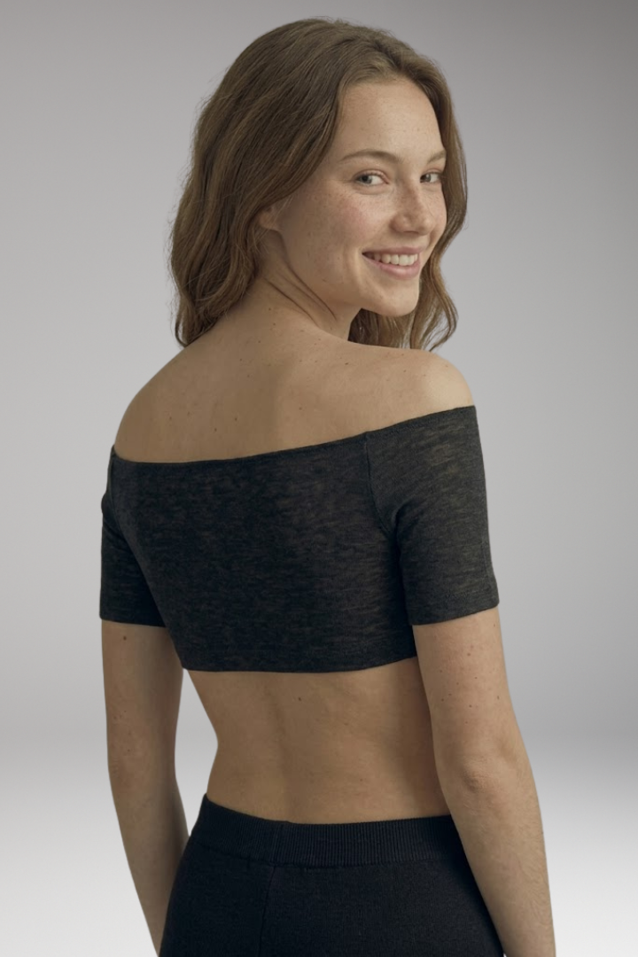 Women's Crop Top with Off Shoulder Neckline