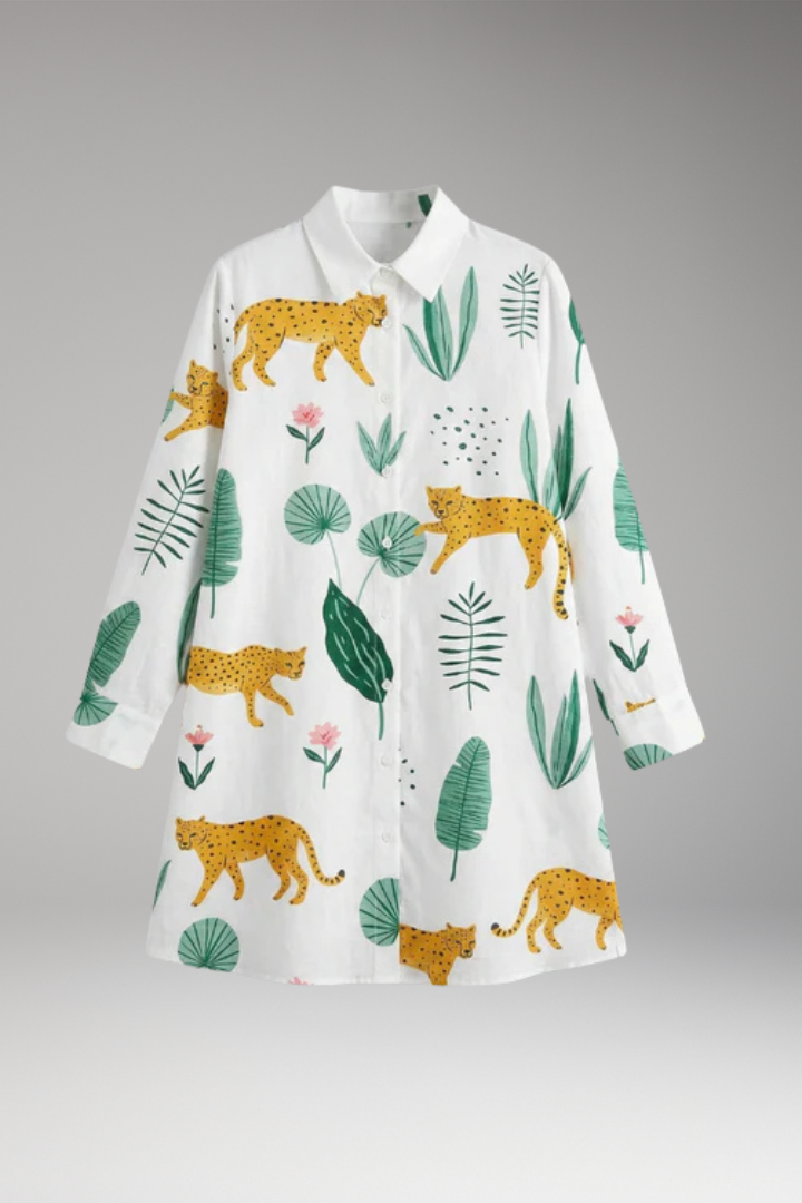 Women's Dress with Button'Down Front and Long Sleeves