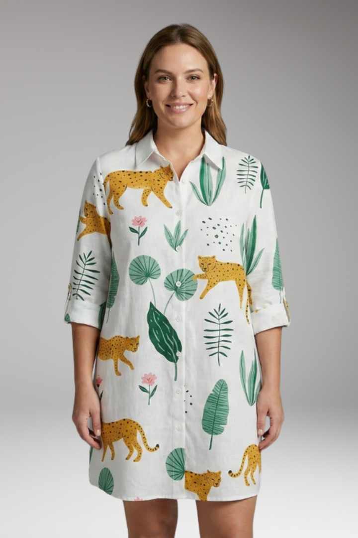 Women's Dress with Button'Down Front and Long Sleeves
