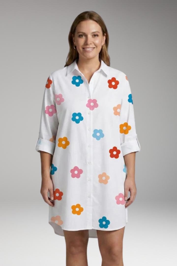 Women's Dress with Button'Down Front and Long Sleeves