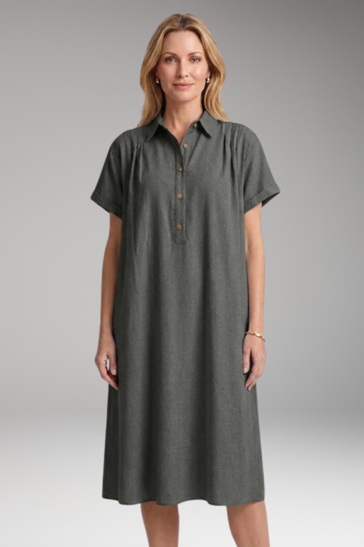 Women's Dress with Button'Down Front and Side Pockets