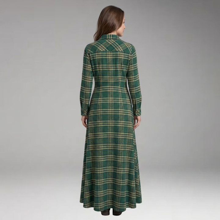Women's Dress with Checkered Print and Button'Down Front
