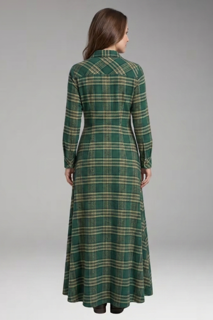 Women's Dress with Checkered Print and Button'Down Front