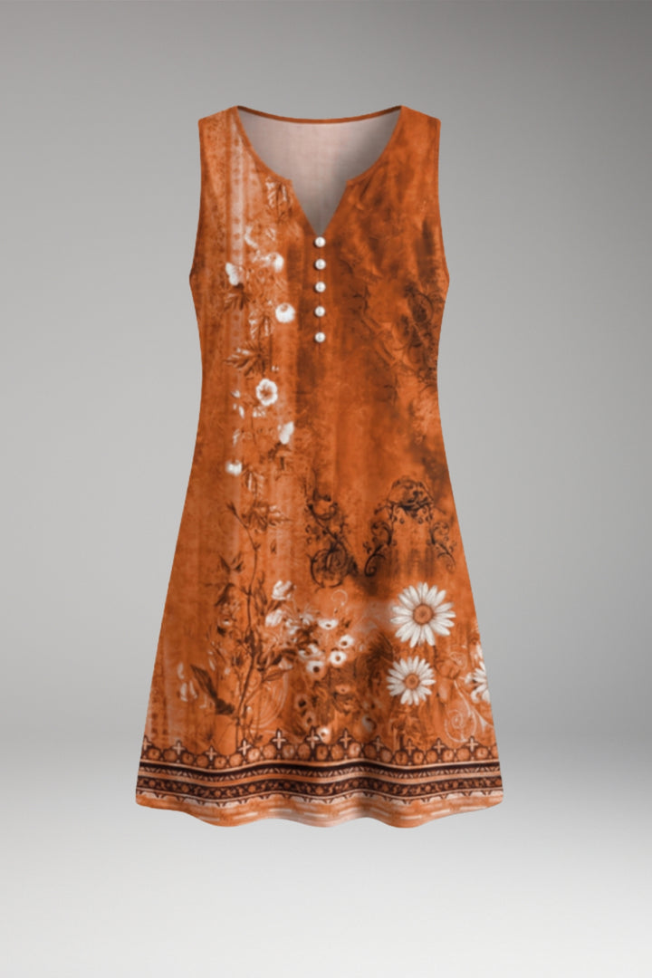 Women's Dress with V-Neck and Sleeveless Design