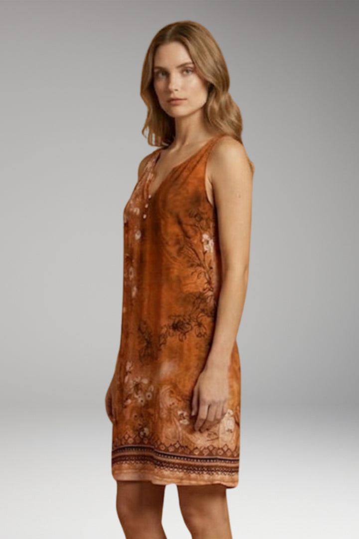 Women's Dress with V-Neck and Sleeveless Design