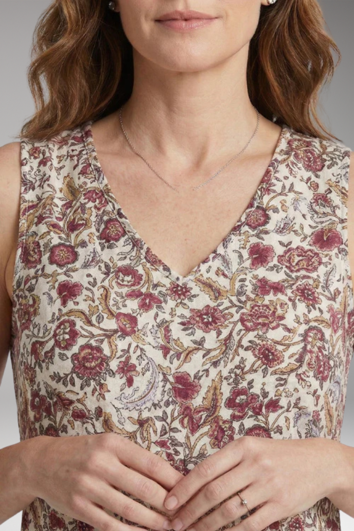 Women's Dress with V'Neck and Floral Print