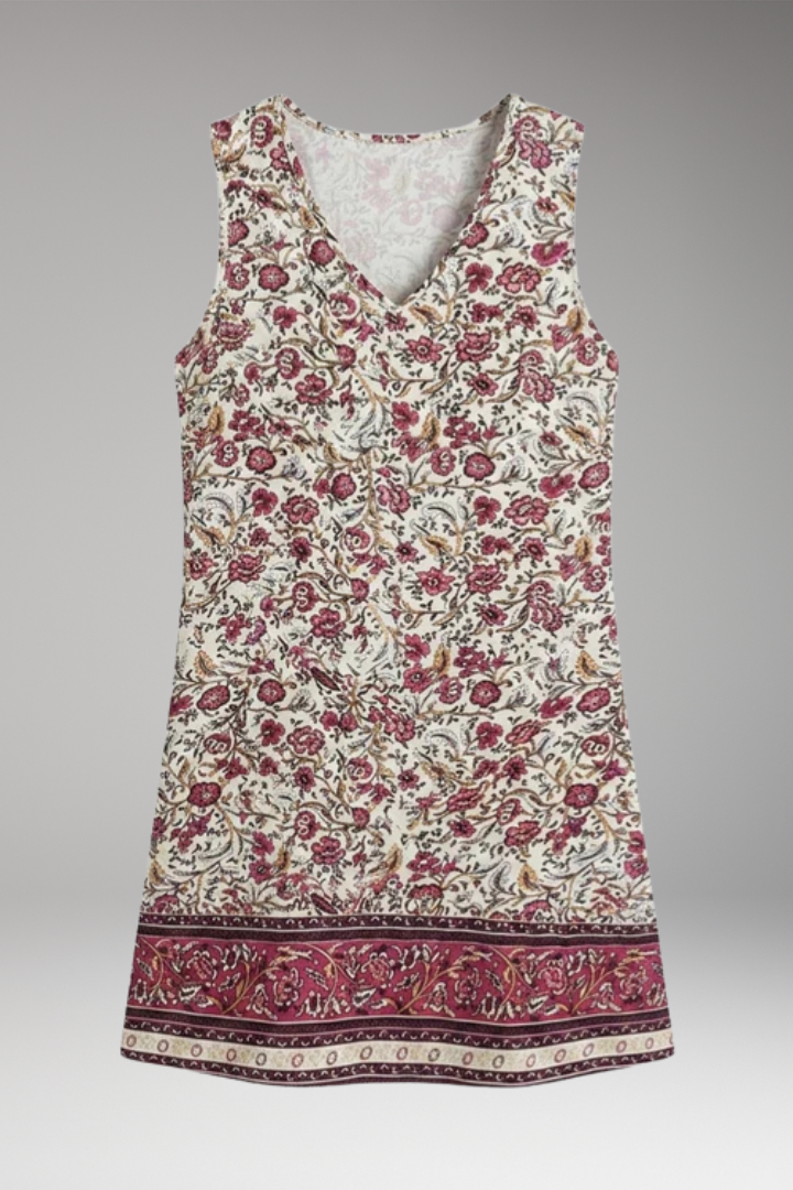Women's Dress with V'Neck and Floral Print