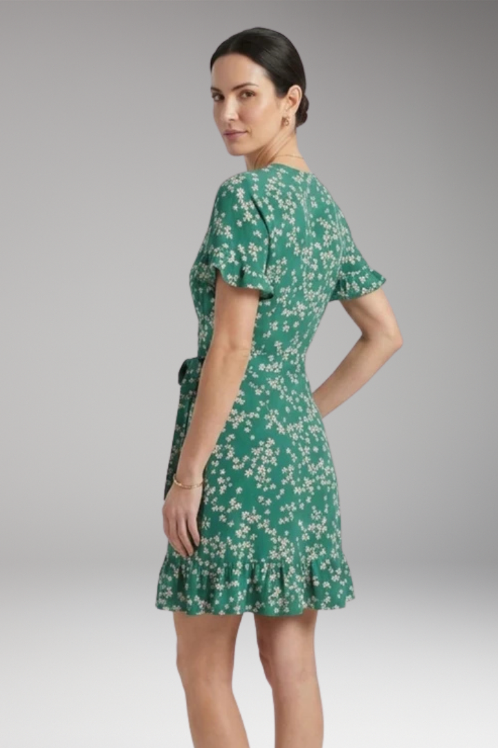 Women's Dress with V'Neck and Ruffled Hem