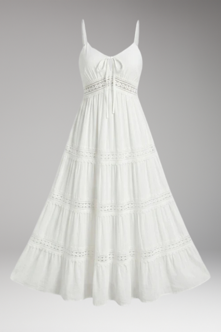 Women's Dress with V'Neck and Spaghetti Straps