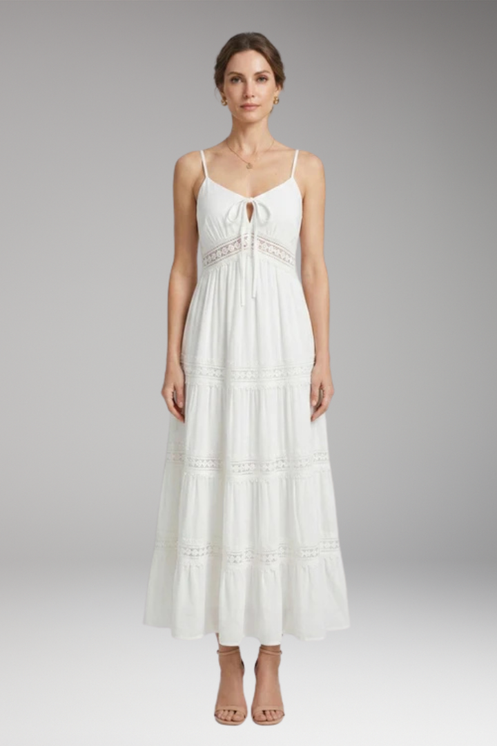Women's Dress with V'Neck and Spaghetti Straps