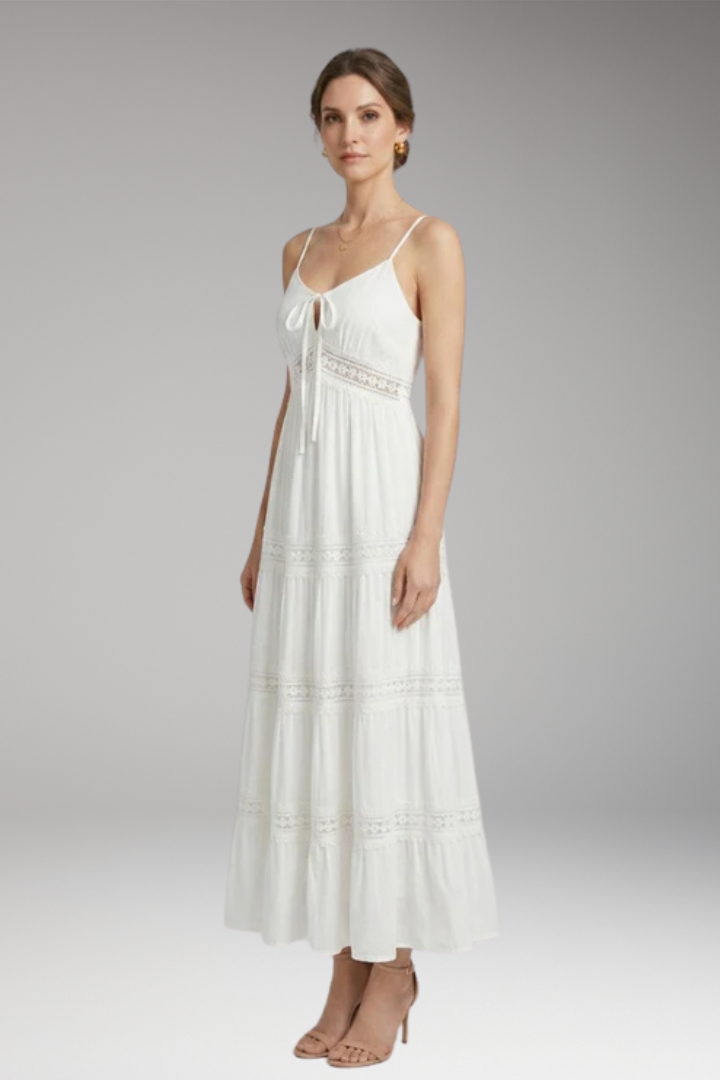 Women's Dress with V'Neck and Spaghetti Straps