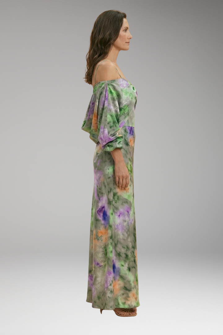 Women's Elegant Maxi Dress with Detachable Scarf and Breathable Fabric