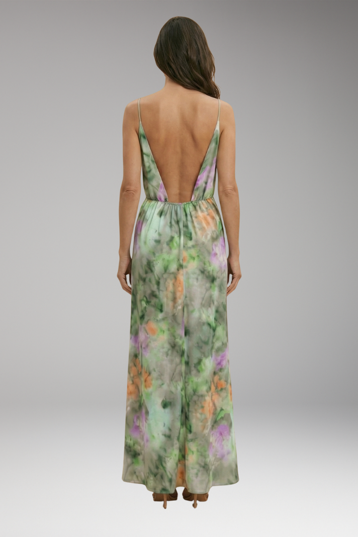 Women's Elegant Maxi Dress with Detachable Scarf and Breathable Fabric