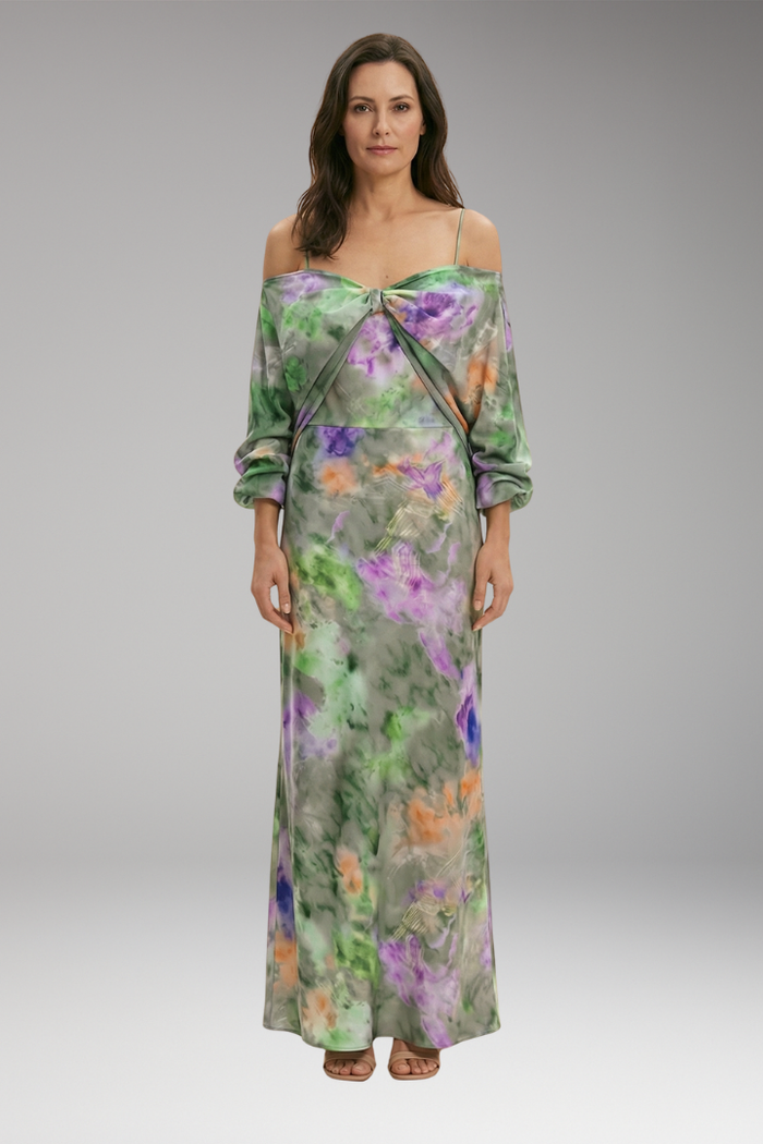 Women's Elegant Maxi Dress with Detachable Scarf and Breathable Fabric