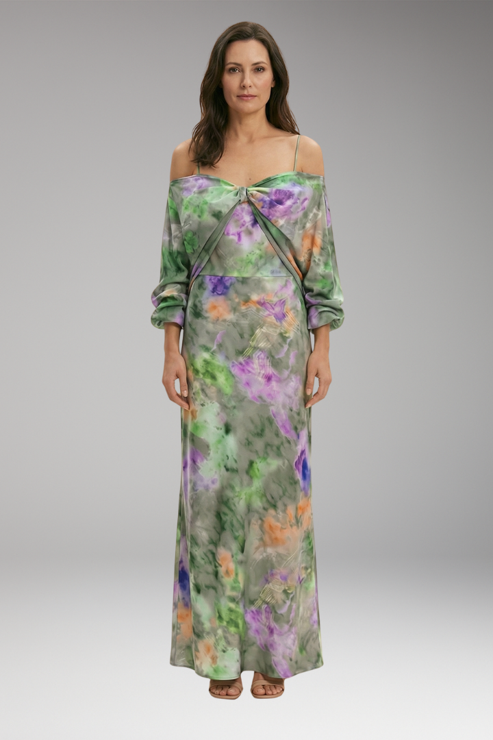 Women's Elegant Maxi Dress with Detachable Scarf and Breathable Fabric