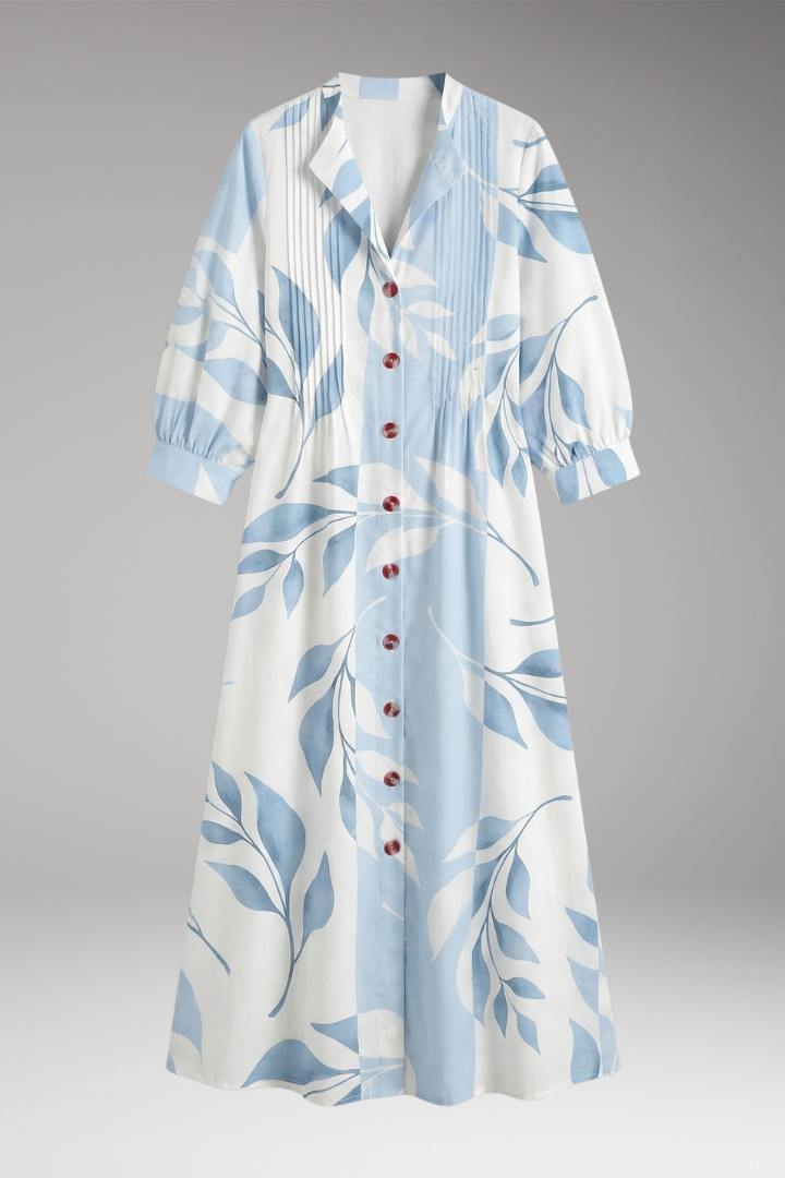 Women's Elegant Maxi Dress with Floral Design and Pockets