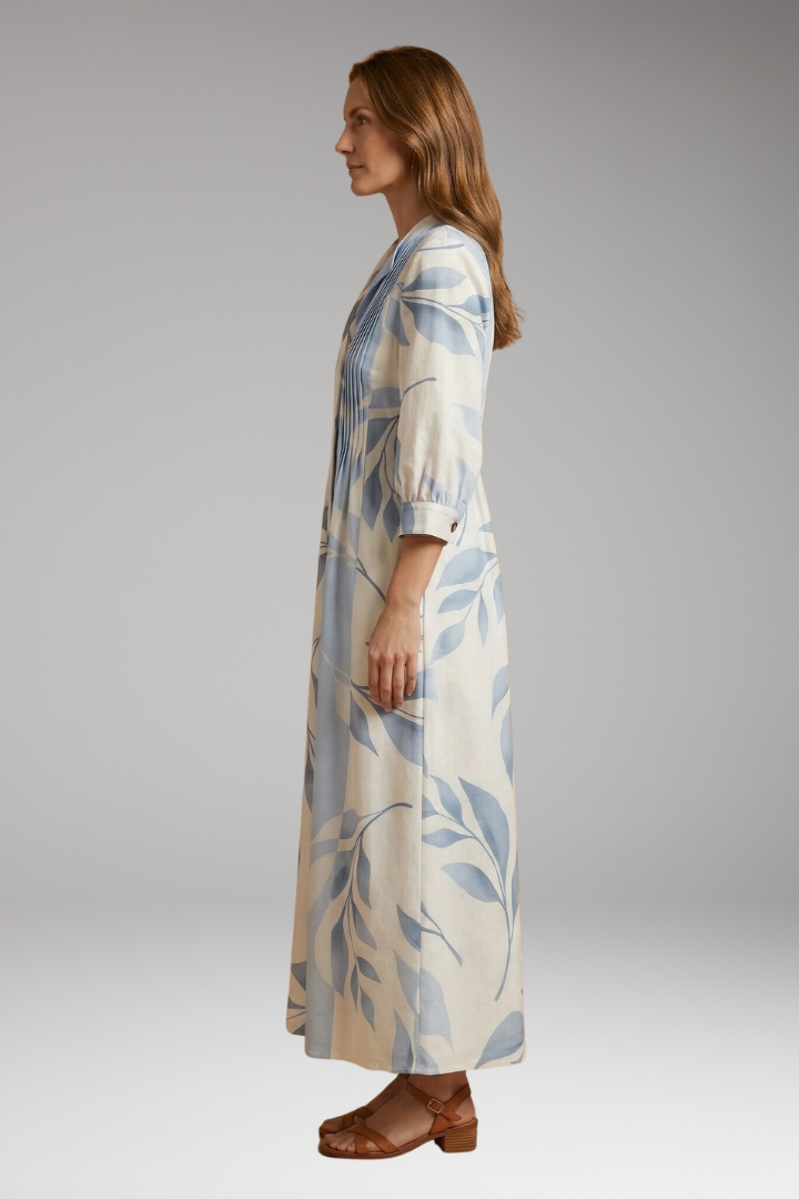 Women's Elegant Maxi Dress with Floral Design and Pockets