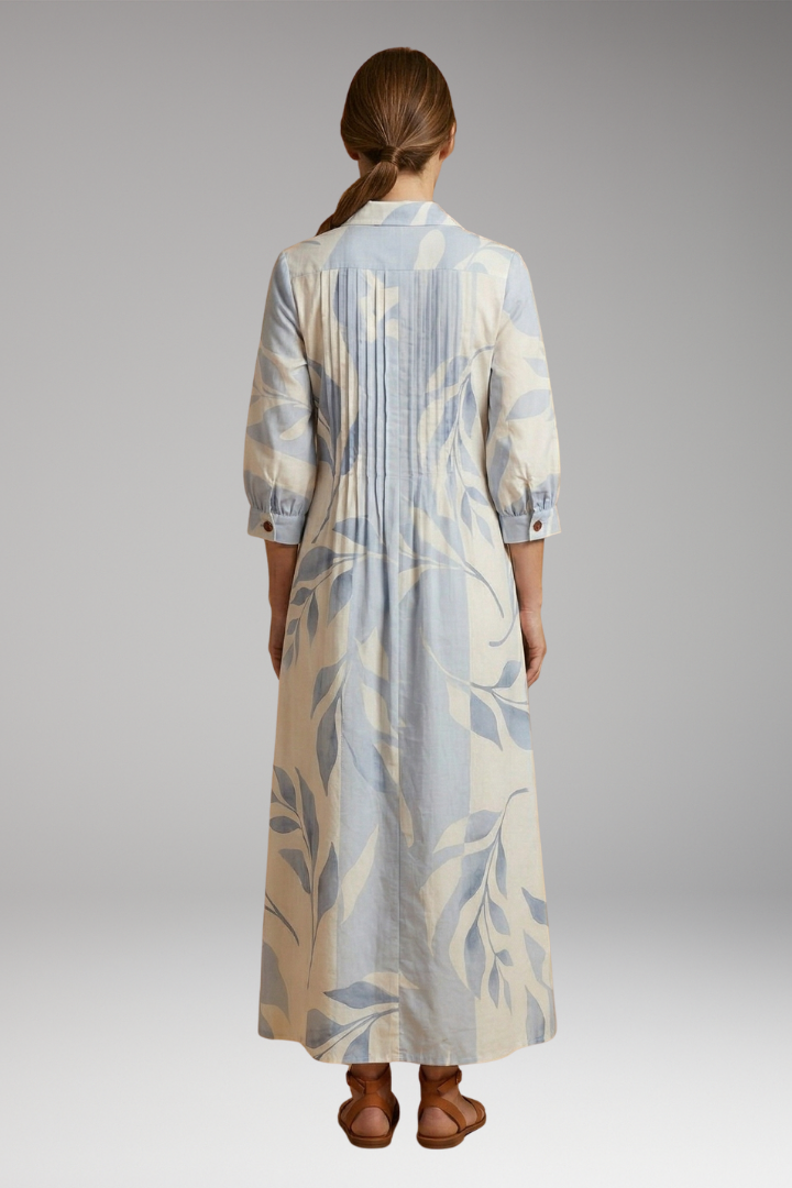 Women's Elegant Maxi Dress with Floral Design and Pockets