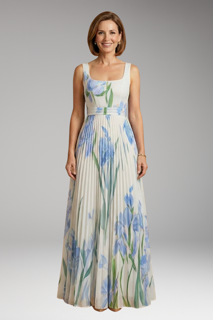 Women's Floral Maxi Dress with A-Line Fit and Elegant Design
