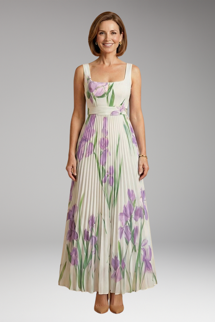 Women's Floral Maxi Dress with A-Line Fit and Elegant Design