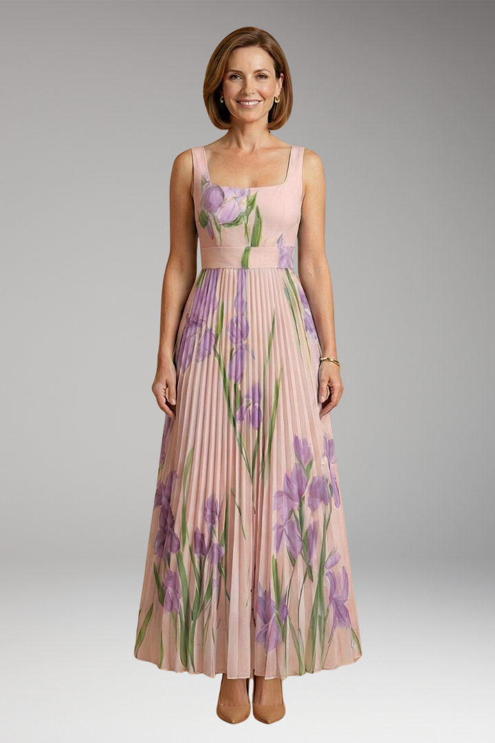 Women's Floral Maxi Dress with A-Line Fit and Elegant Design
