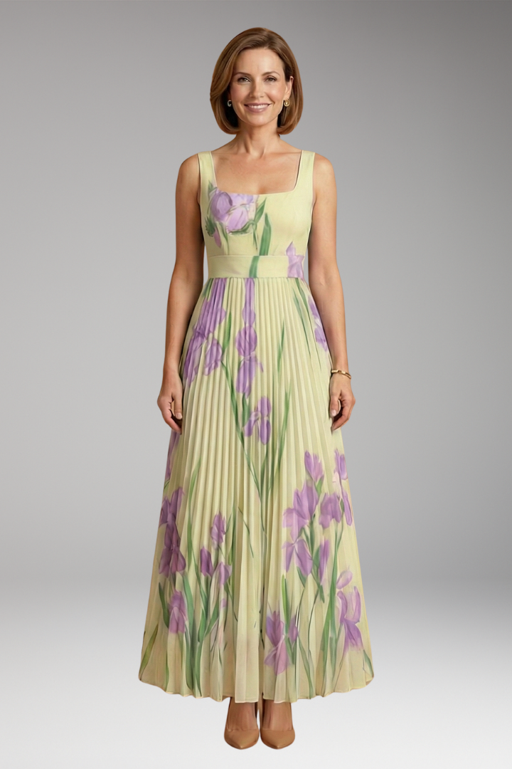 Women's Floral Maxi Dress with A-Line Fit and Elegant Design