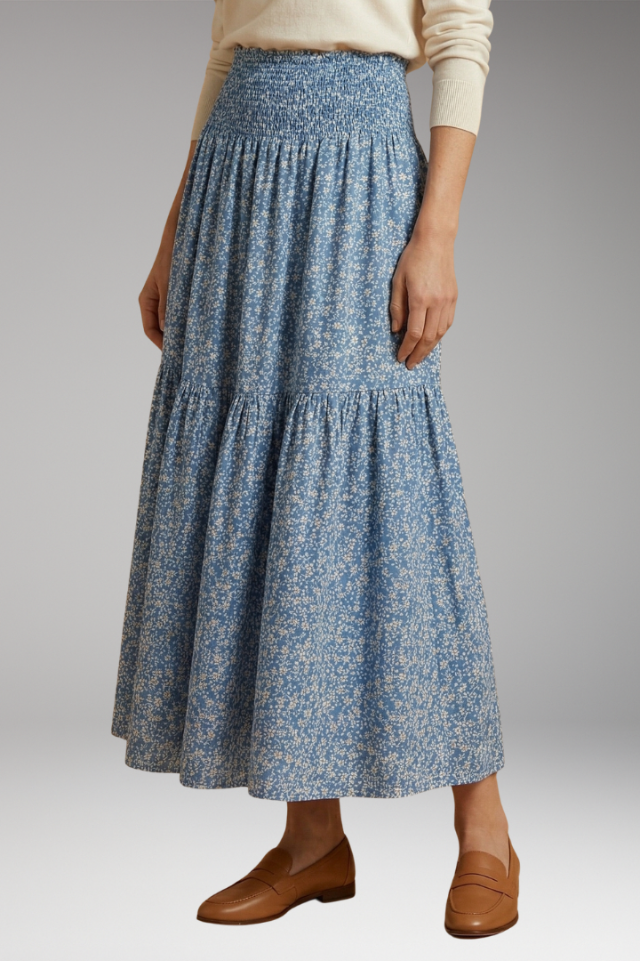 Women's Floral Skirt with Flattering Fit and Flowing Fabric