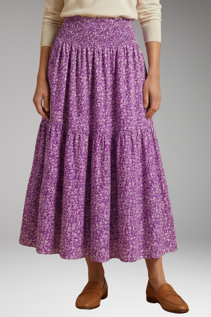 Women's Floral Skirt with Flattering Fit and Flowing Fabric