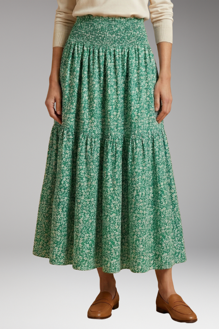 Women's Floral Skirt with Flattering Fit and Flowing Fabric