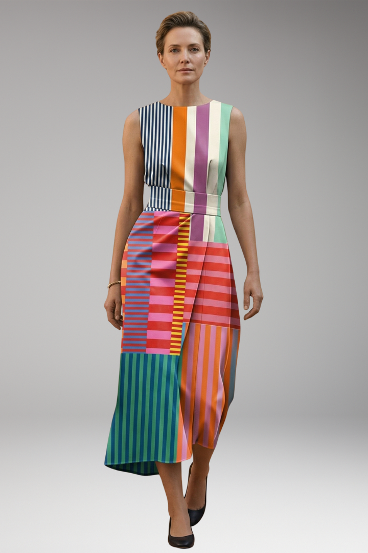 Women's Geometric Maxi Dress with Smooth Fit and Breathable Fabric