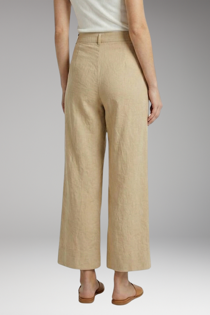 Women's High-Waisted Relaxed Trousers with Side Pockets and Zipper Fly