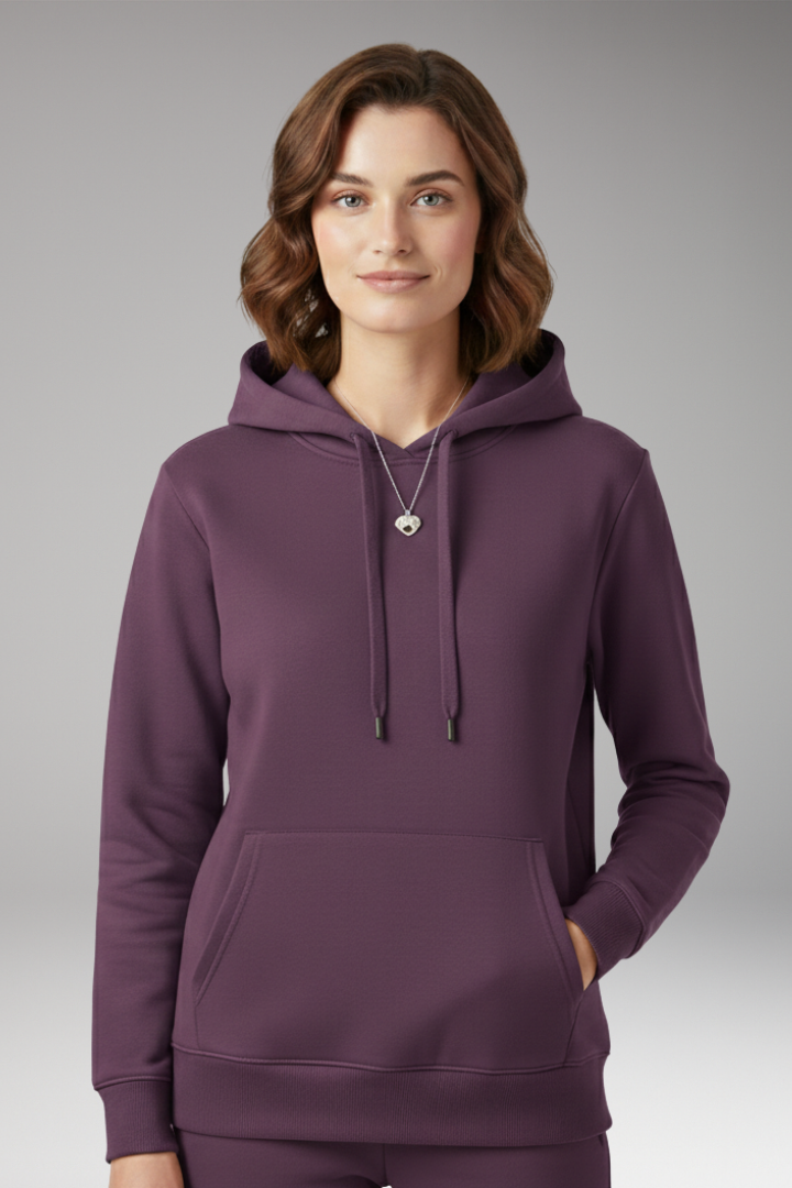 Women's Hoodie with Adjustable Hood and Ribbed Edges